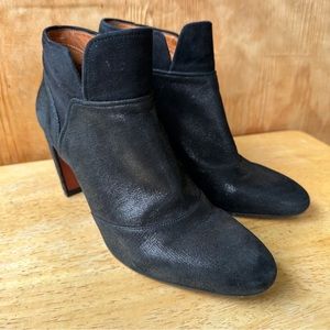 Chie Mihara Black Suede Heeled Ankle Bootie